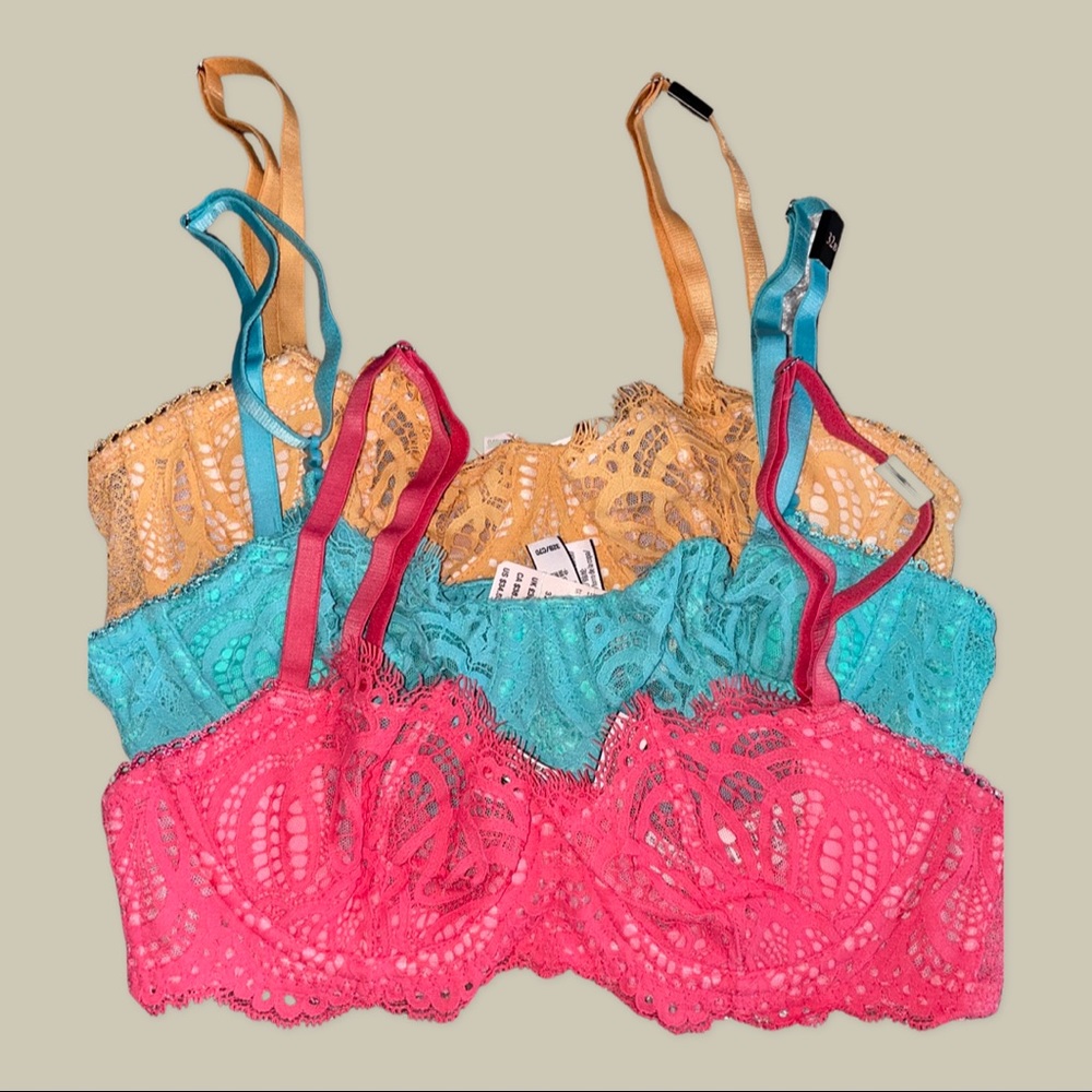 Victorias Secret lace bralette set of three Unpadded bras